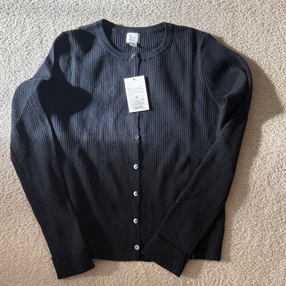 a new day Black Ribbed Cardigan